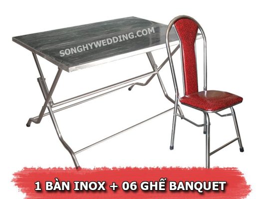 Bàn inox – ghế tựa đệm Banquet